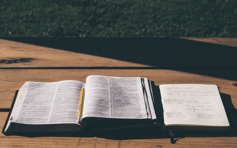 Bible and notebook